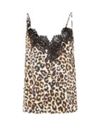 Raey - Watercolour Leopard Print Lace-trimmed Silk Cami - Womens - Ivory Multi
