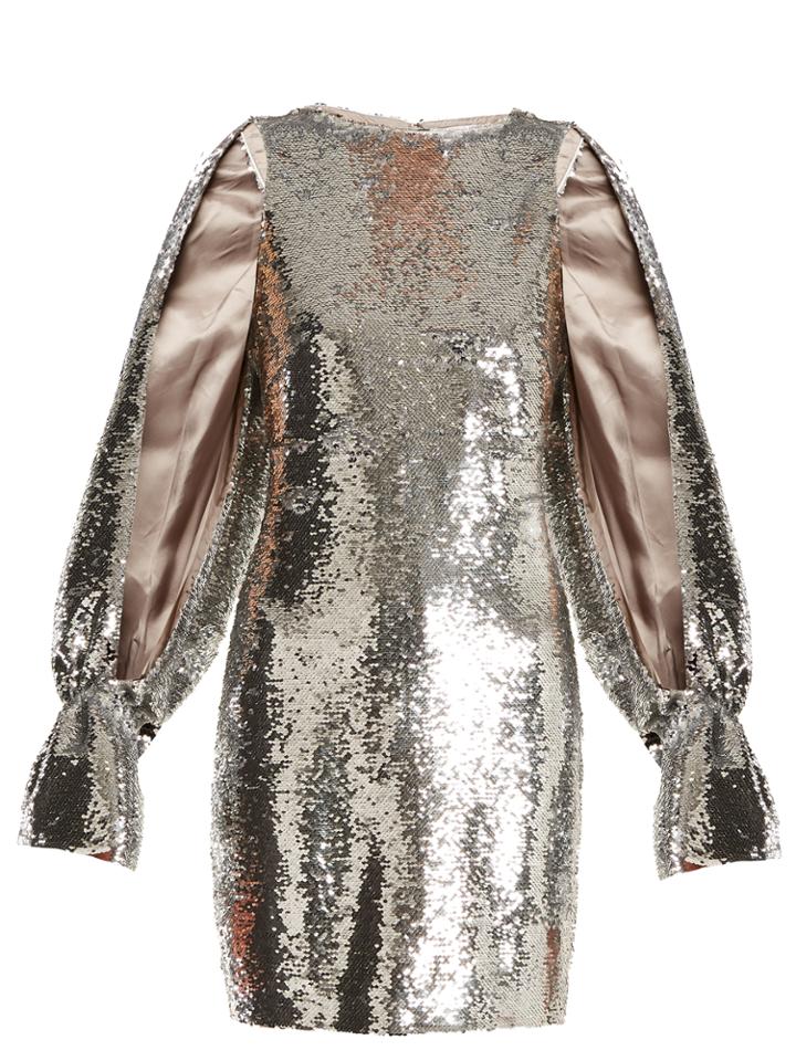 Osman Poppy Split-sleeved Sequin Dress