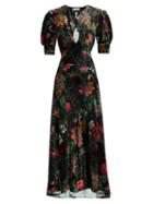 Matchesfashion.com Paco Rabanne - Crystal Embellished Floral Print Velvet Dress - Womens - Black Multi