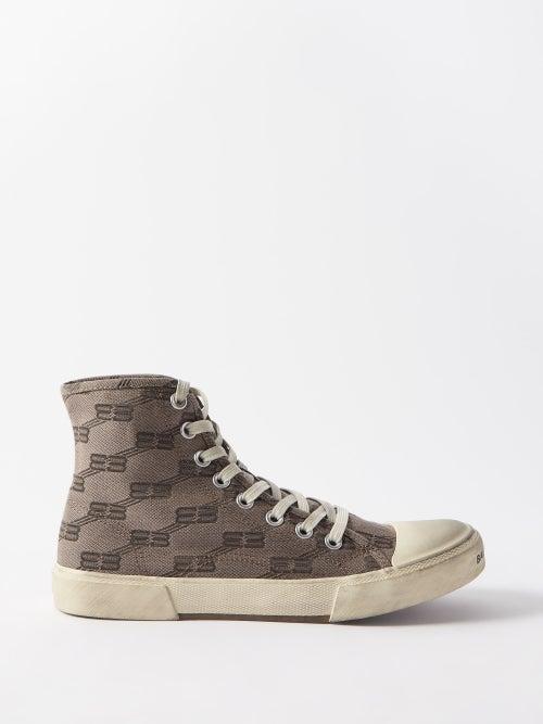 Balenciaga - Paris Bb-logo Canvas High-top Trainers - Womens - Brown