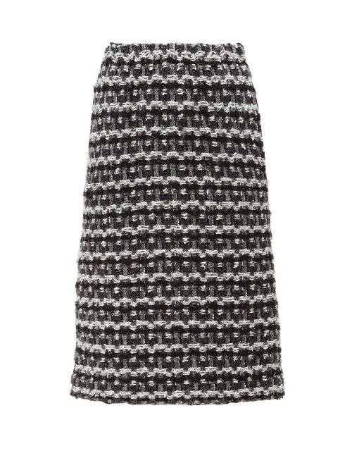 Matchesfashion.com Comme Des Garons Comme Des Garons - Tweed Pencil Skirt - Womens - Black White