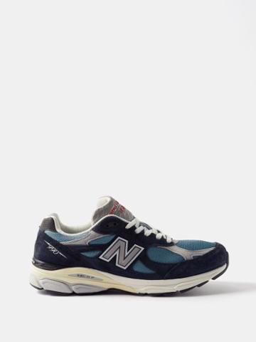 New Balance - 990v3 Suede And Mesh Trainers - Mens - Navy