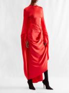 Balenciaga - Asymmetric-hem Draped Crepe Dress - Womens - Red