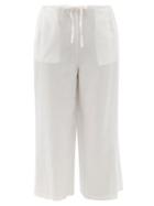 Ladies Lingerie Skin - Ramie Cropped Cotton-blend Pyjama Trousers - Womens - Ivory