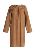Rochas Pleated-neck Velvet Dress