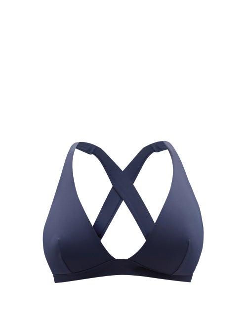 Matchesfashion.com Form And Fold - The Tri Crossover-back D-g Bikini Top - Womens - Navy
