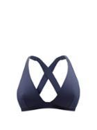 Matchesfashion.com Form And Fold - The Tri Crossover-back D-g Bikini Top - Womens - Navy