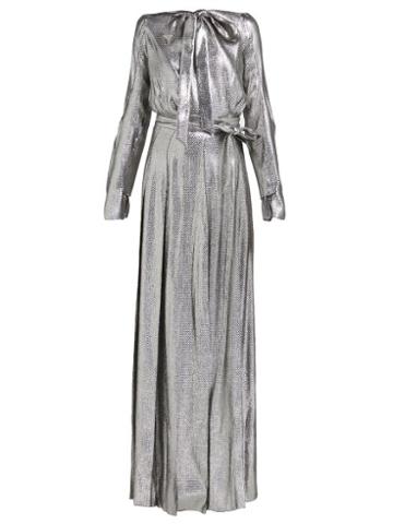 Matchesfashion.com Roland Mouret - Velero Lam Wrap Dress - Womens - Silver