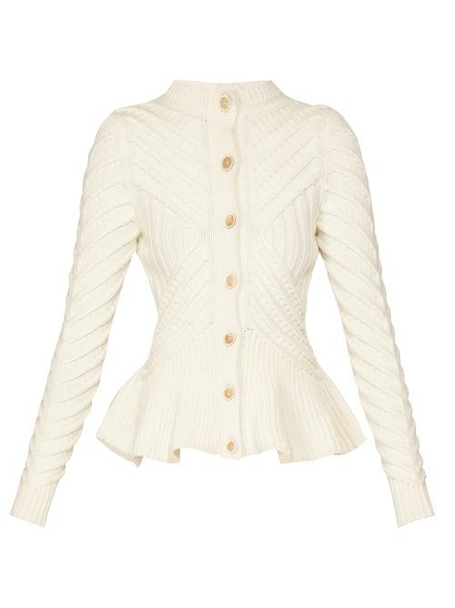 Matchesfashion.com Alexander Mcqueen - Peplum Hem Cardigan - Womens - Ivory