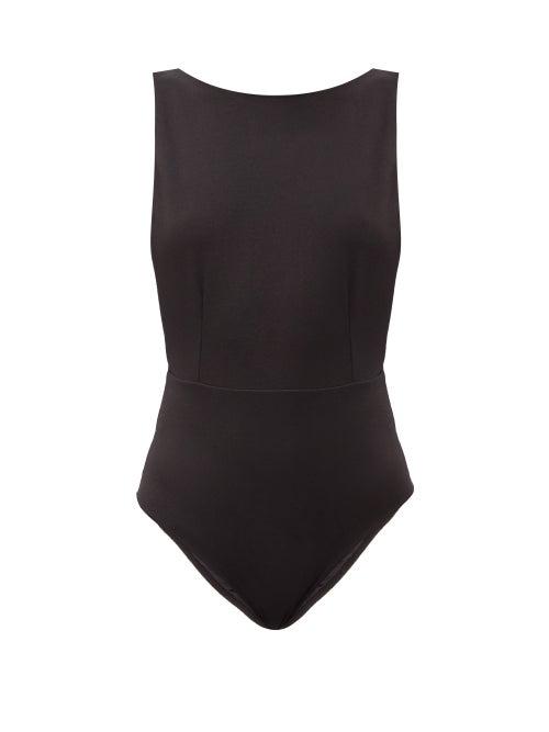 Matchesfashion.com Haight - Side Slit Crepe-jersey Swimsuit - Womens - Black