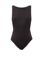 Matchesfashion.com Haight - Side Slit Crepe-jersey Swimsuit - Womens - Black