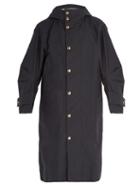 Matchesfashion.com Thom Browne - Articulated Sleeve Oversized Hooded Trench Coat - Mens - Navy