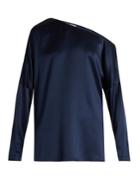 Tibi Asymmetric Silk-satin Top