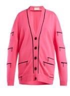 Matchesfashion.com Christopher Kane - Zip Detail V Neck Cashmere Cardigan - Womens - Pink