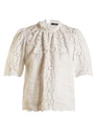 Matchesfashion.com Isabel Marant - Mumba Lace Embroidery Ramie Top - Womens - White