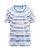 Matchesfashion.com Gucci - Donald Duck Striped Linen T-shirt - Mens - Blue White