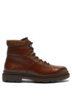 Brunello Cucinelli - Lace-up Leather Ankle Boots - Mens - Dark Brown