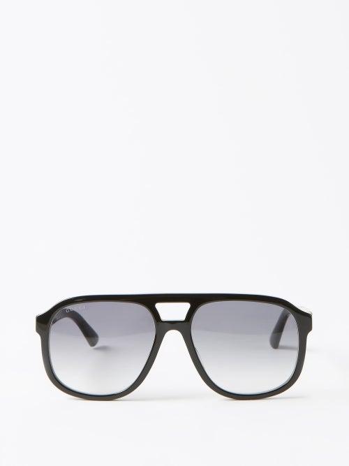 Gucci Eyewear - Aviator Acetate Sunglasses - Womens - Black