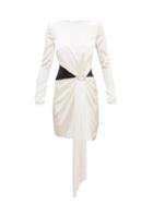 Matchesfashion.com Alexandre Vauthier - Crystal-buckle Draped Silk-blend Satin Mini Dress - Womens - Ivory