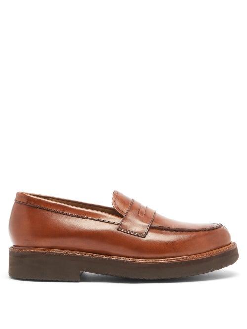 Matchesfashion.com Grenson - Peter Platform-sole Leather Penny Loafers - Mens - Tan