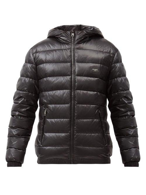 Matchesfashion.com Dolce & Gabbana - Logo-plaque Down-filled Shell Hooded Jacket - Mens - Black