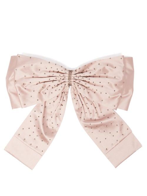 Matchesfashion.com Erdem - Crystal Embellished Oversized Bow Belt - Womens - Light Pink