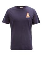 Matchesfashion.com Maison Kitsun - Lotus Fox Cotton-jersey T-shirt - Mens - Navy