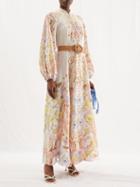 Zimmermann - Belted Floral-print Voile Maxi Dress - Womens - Floral