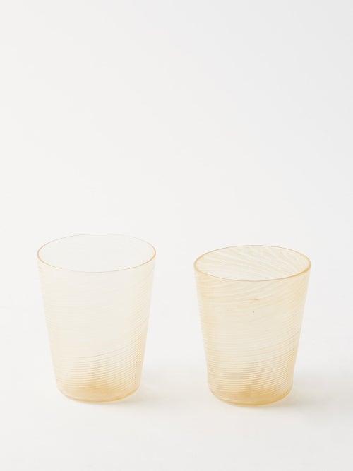 Cabana Magazine - Set Of Two Rigadin Murano Glasses - Womens - Yellow