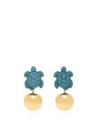 Matchesfashion.com Begum Khan - Caretta Party 24kt Gold-plated Clip Earrings - Womens - Blue Multi