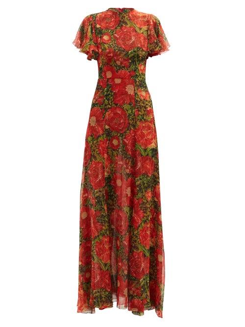 The Vampire's Wife - The Light Sleeper Rose-print Silk-georgette Dress - Womens - Red Print