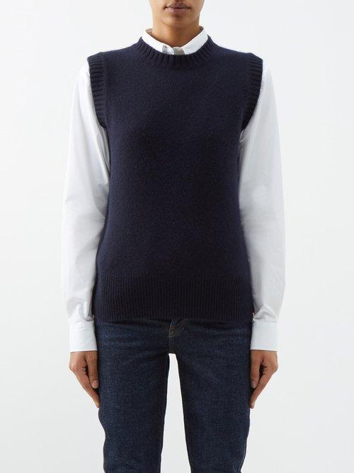 Extreme Cashmere - No.252 Layer Cashmere Sweater Vest - Womens - Blue Navy