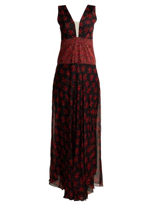 Matchesfashion.com Raquel Diniz - Gabrielle Floral Print Sleeveless Gown - Womens - Multi