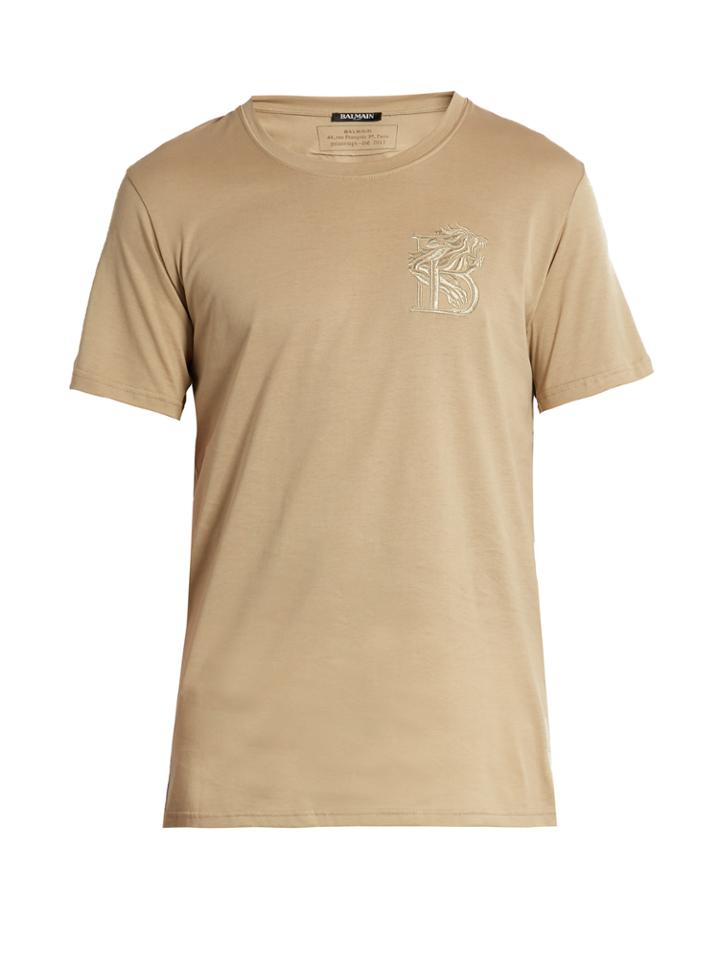Balmain Logo-embroidered Short-sleeved Cotton T-shirt