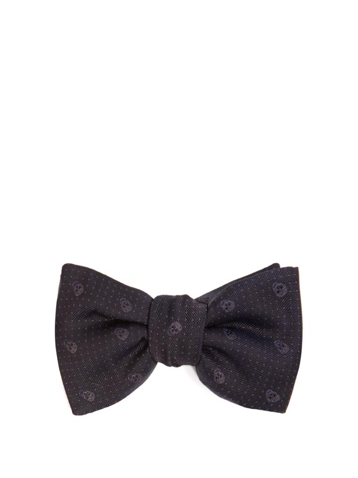 Alexander Mcqueen Skull And Polka-dot Silk Bow Tie