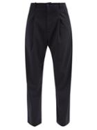 Vaquera - Pleated-front Twill Wide-leg Trousers - Womens - Navy