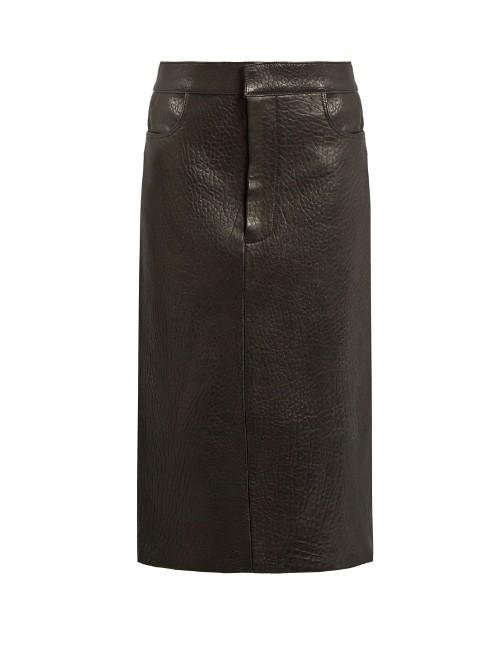 Raey Tumbled-leather Midi Pencil Skirt