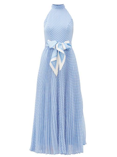 Matchesfashion.com Zimmermann - Super Eight Halterneck Polka-dot Crepe Dress - Womens - Blue Print