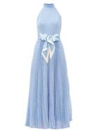 Matchesfashion.com Zimmermann - Super Eight Halterneck Polka-dot Crepe Dress - Womens - Blue Print