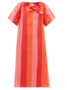 Matchesfashion.com Mara Hoffman - Kamala Off-shoulder Striped-linen Dress - Womens - Red Stripe