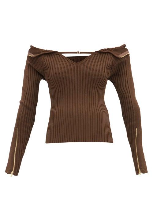 Jacquemus - Oro Off-the-shoulder Off-the-shoulder Top - Womens - Brown