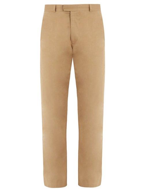 Matchesfashion.com Raey - Flat Front Skinny Cotton Chino Trousers - Mens - Tan