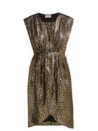 Matchesfashion.com Masscob - Troya Silk Lurex Leopard Pattern Dress - Womens - Black Gold