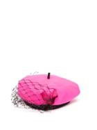 Stephen Jones - Dijon Veil Wool-blend Beret - Womens - Pink Multi