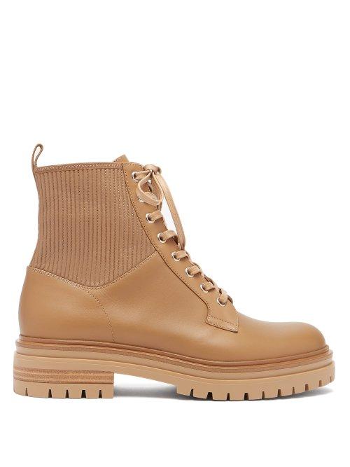 Matchesfashion.com Gianvito Rossi - Lace Up Leather Ankle Boots - Womens - Tan