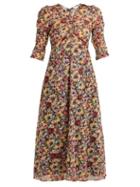 Matchesfashion.com Masscob - Mina Rose Print Cotton Midi Dress - Womens - Multi