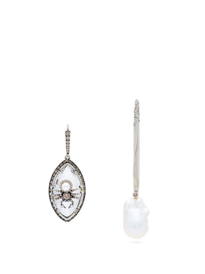 Alexander Mcqueen Spider And Pearl Mismatched Earrings