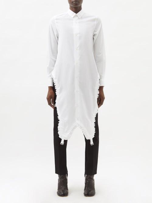 Noir Kei Ninomiya - Ruffled-hem Cotton-poplin Shirt - Womens - White