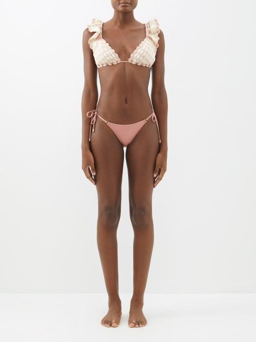 Zimmermann - Clover Crochet Triangle Bikini - Womens - Cream Pink