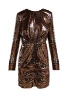 Matchesfashion.com Msgm - Leopard Print Sequinned Mini Dress - Womens - Black Gold
